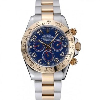 Replica Rolex Cosmograph Daytona Blue Dial Two Tone Roestvrij stalen armband 1454246
